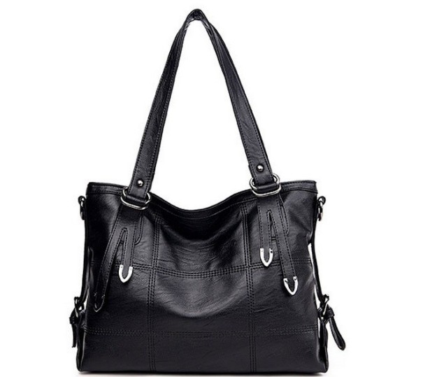 Bolso bandolera de piel para mujer negro
