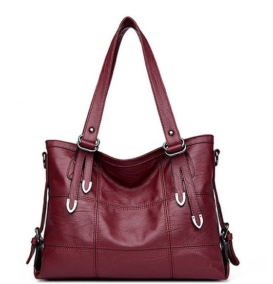 Bolso bandolera de piel para mujer rojo