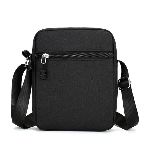 Bolso bandolera mini para hombre, 20 x 15 x 5 cm, informal, pequeño, de poliéster Oxford negro, bolso de hombro sencillo de nailon para hombre, ideal 1