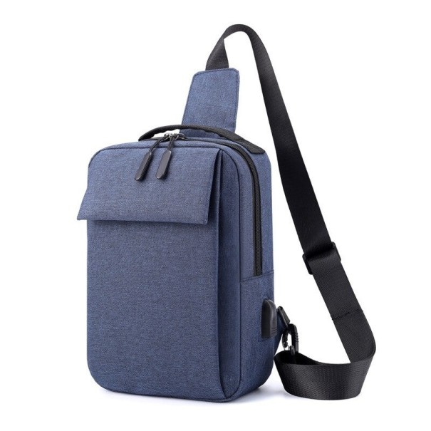Bolso bandolera para hombre con puerto USB T409 azul oscuro