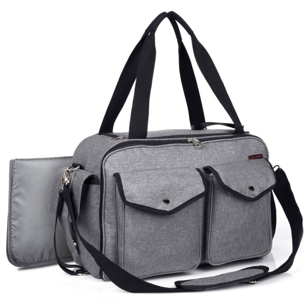 Bolso cambiador multifuncional con accesorios gris