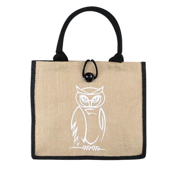 Bolso de lona para mujer con búho blanco 1