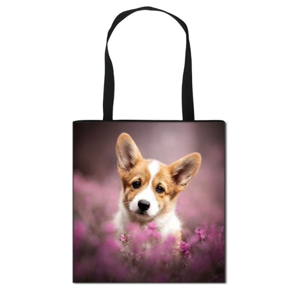 Bolso de lona para mujer con estampado de perros 1