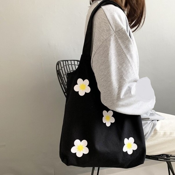 Bolso de lona para mujer con flores J139 negro