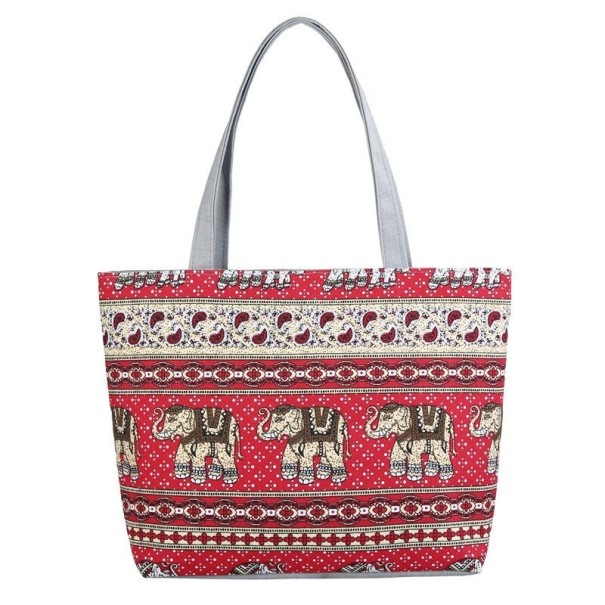Bolso de lona para mujer elefantes rojo