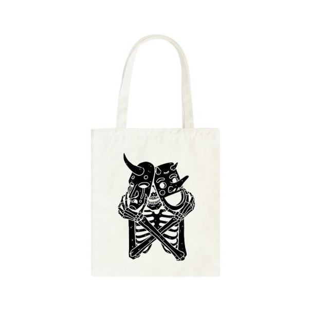 Bolso de lona para mujer esqueleto crema 8