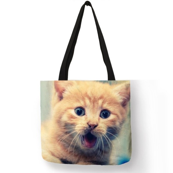 Bolso de lona para mujer gato M1665 1