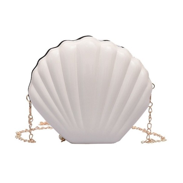 Bolso de mano de concha para mujer M1680 blanco