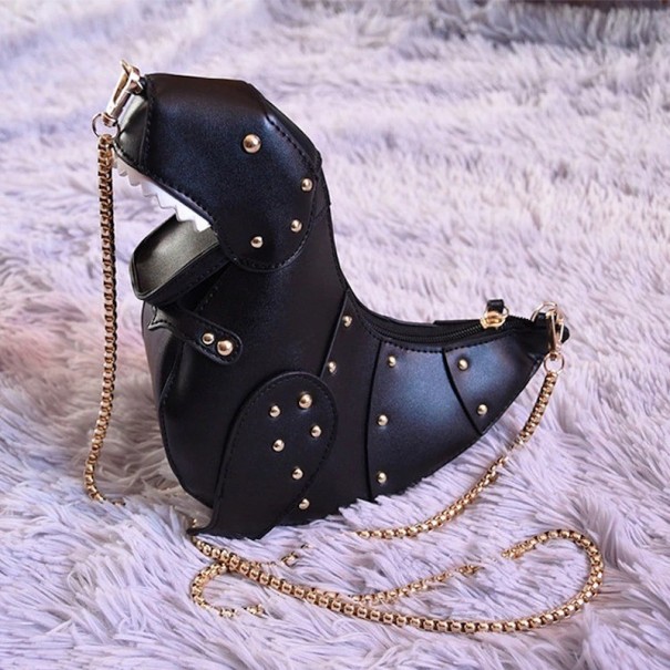 Bolso de mano de dinosaurio para mujer negro