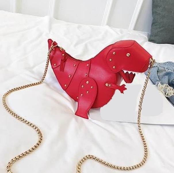 Bolso de mano de dinosaurio para mujer rojo