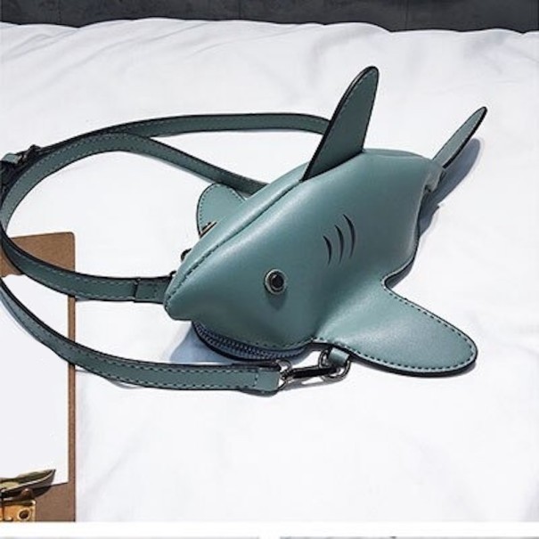 Bolso de mano de mujer con forma de tiburón turquesa