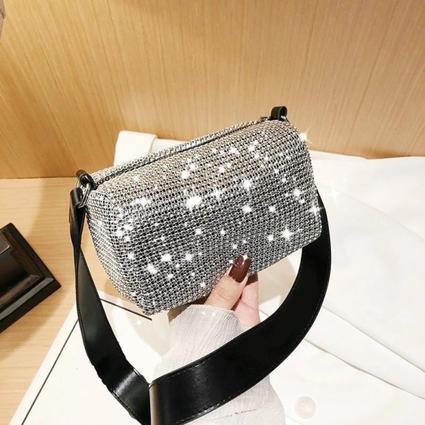 Bolso de mano de mujer con pedrería M1099 plateado