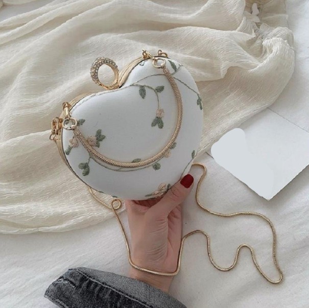 Bolso de mano de mujer corazón M1648 blanco L