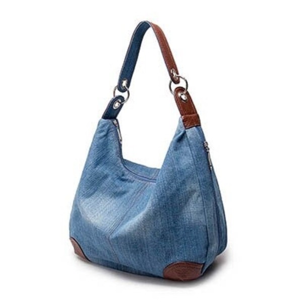 Bolso de mano de mujer en denim M1692 azul claro