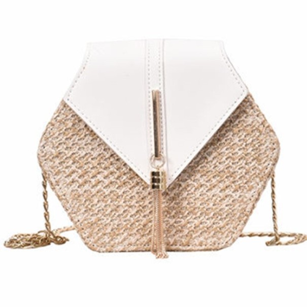 Bolso de mano de paja para mujer M1184 blanco