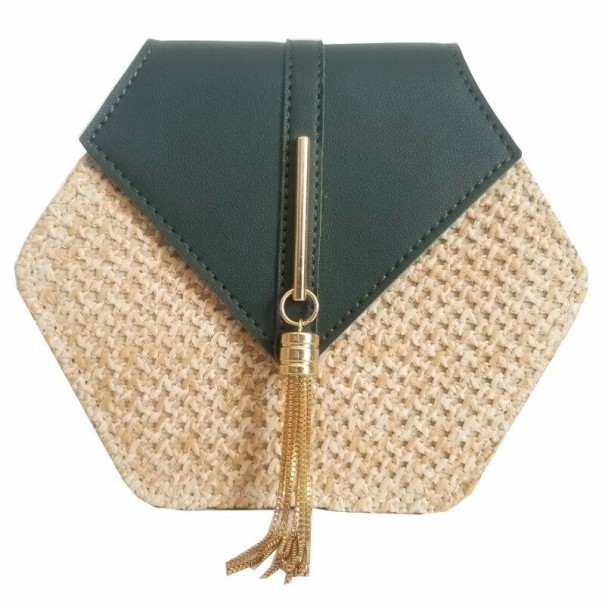 Bolso de mano de paja para mujer M1184 verde oscuro