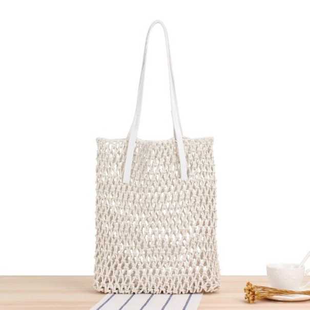 Bolso de mano de paja para mujer M1379 blanco