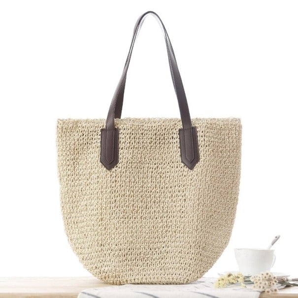 Bolso de mano de paja para mujer M1380 crema