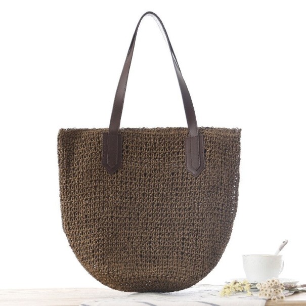Bolso de mano de paja para mujer M1380 marrón oscuro