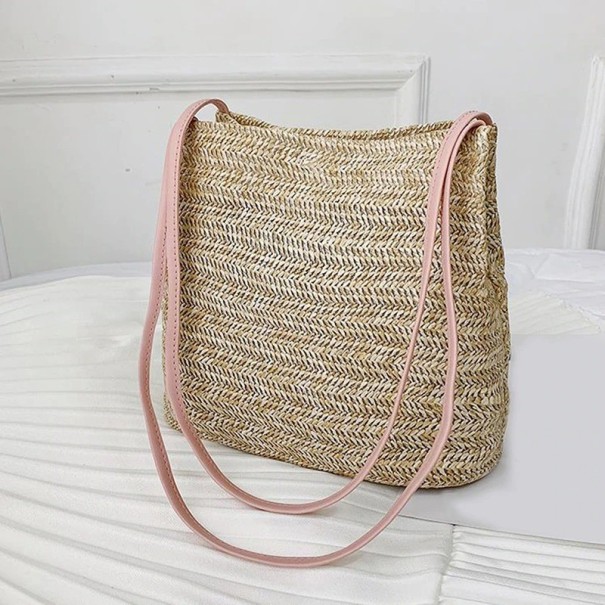 Bolso de mano de paja para mujer M1474 rosa