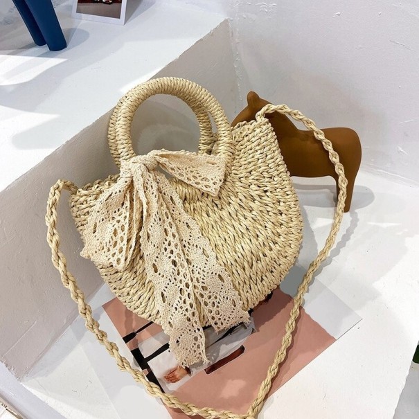 Bolso de mano de paja para mujer M1705 crema