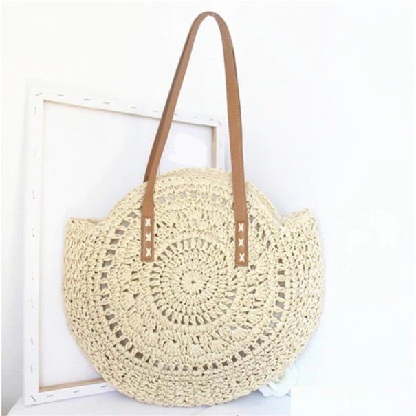 Bolso de mano de paja para mujer M803 crema