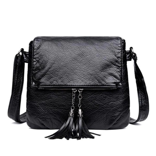Bolso de mano de piel para mujer con borla 2
