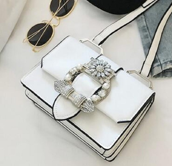 Bolso de mano de piel para mujer M1054 blanco