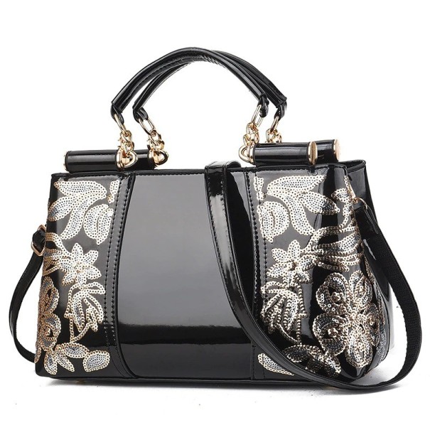 Bolso de mano de piel para mujer M1089 negro