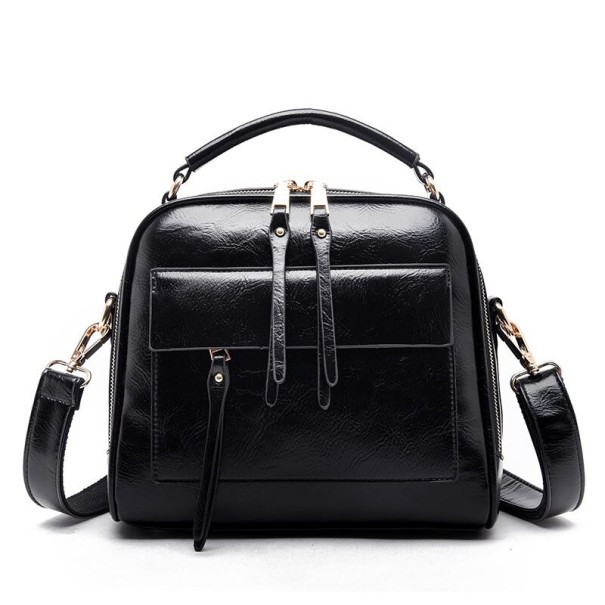 Bolso de mano de piel para mujer M1097 negro