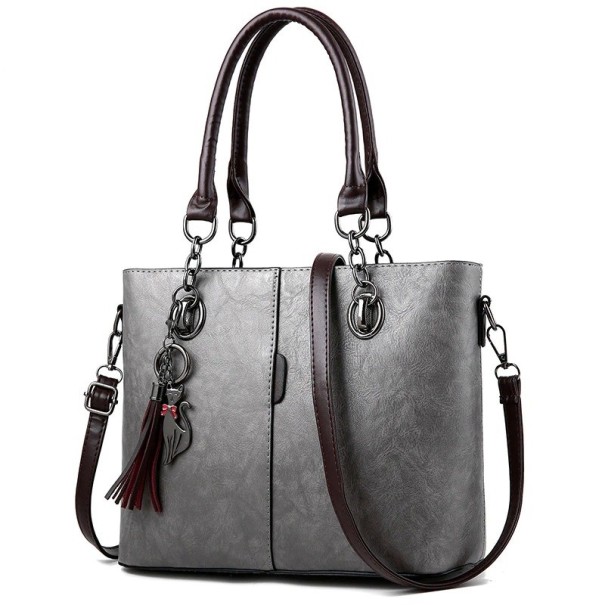 Bolso de mano de piel para mujer M1103 gris
