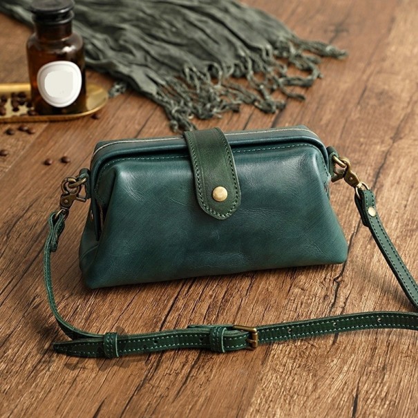 Bolso de mano de piel para mujer M1105 verde oscuro