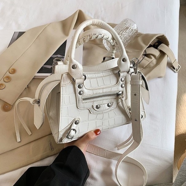 Bolso de mano de piel para mujer M1132 blanco