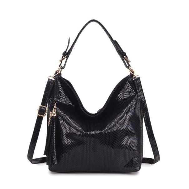 Bolso de mano de piel para mujer M1172 negro