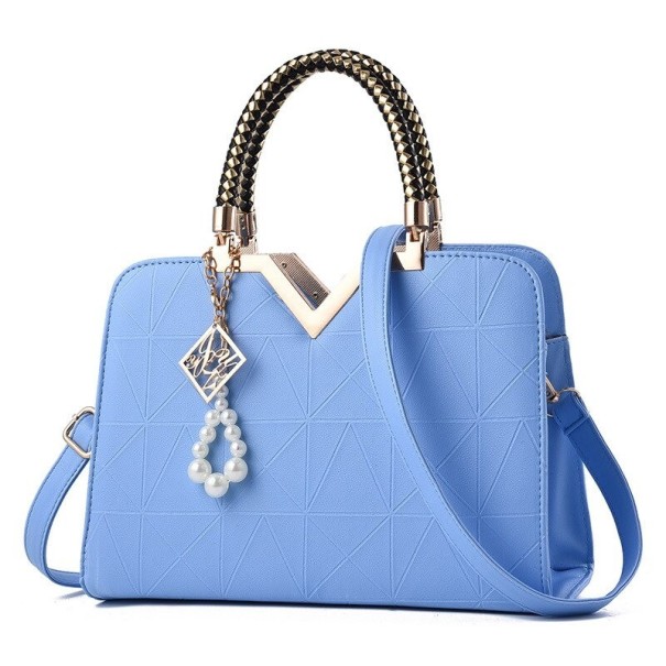 Bolso de mano de piel para mujer M1191 azul claro