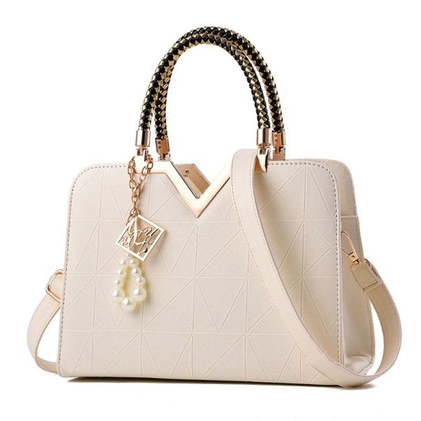 Bolso de mano de piel para mujer M1191 crema