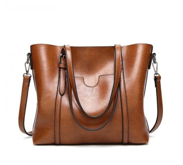 Bolso de mano de piel para mujer M1253 marrón