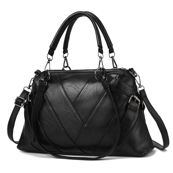 Bolso de mano de piel para mujer M1304 negro