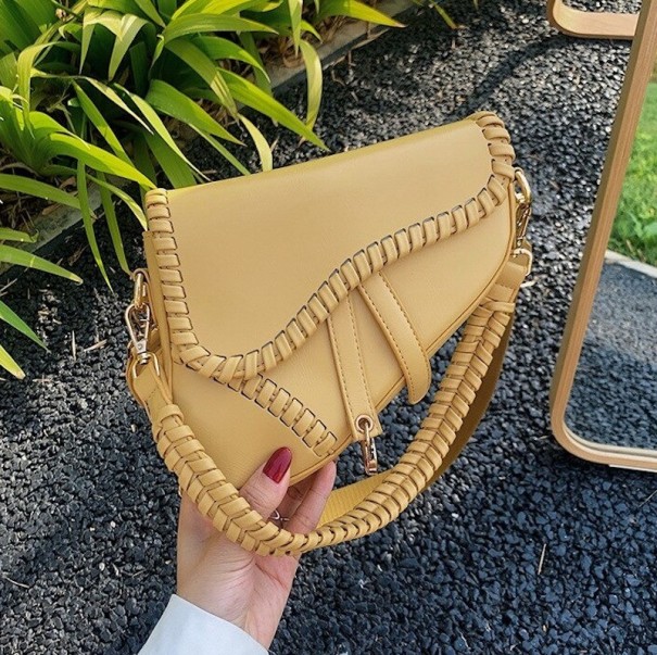 Bolso de mano de piel para mujer M1306 amarillo oscuro