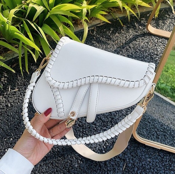 Bolso de mano de piel para mujer M1306 blanco
