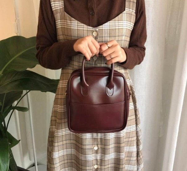 Bolso de mano de piel para mujer M1313 marrón oscuro