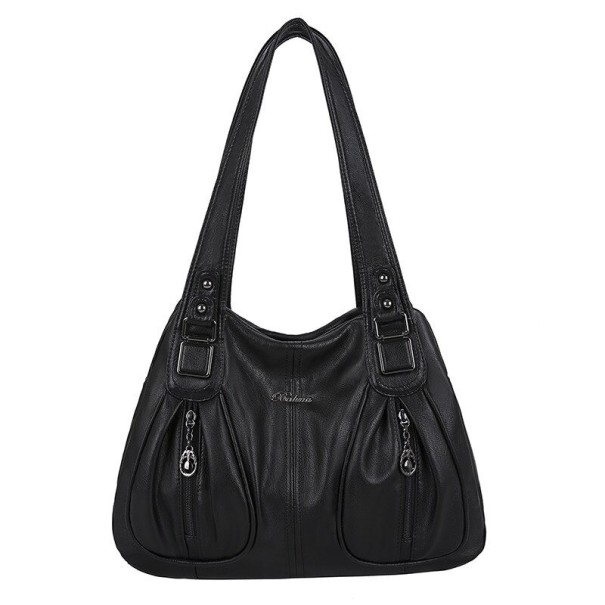 Bolso de mano de piel para mujer M1327 negro