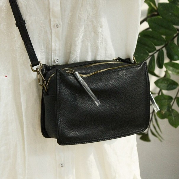 Bolso de mano de piel para mujer M1339 negro
