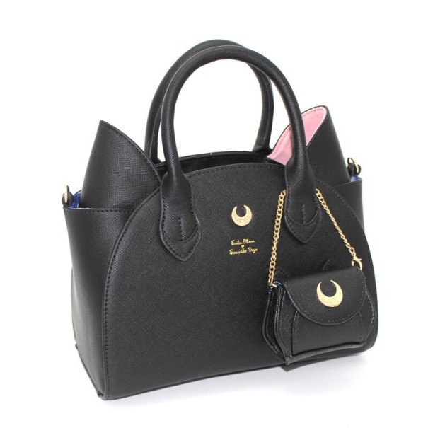 Bolso de mano de piel para mujer M1345 negro 1
