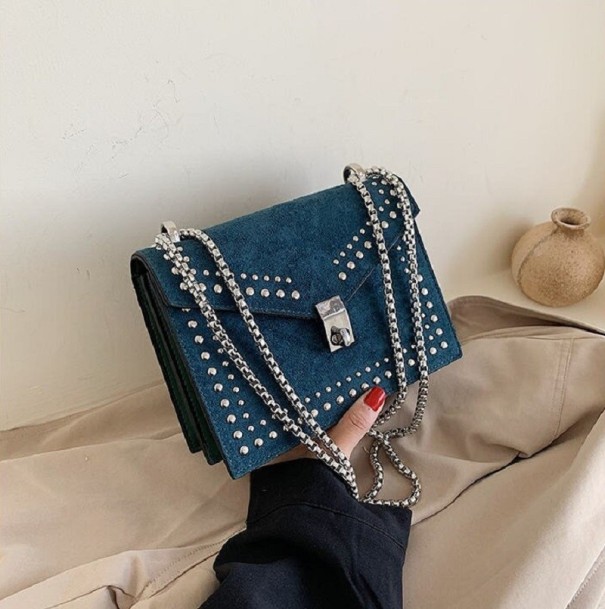 Bolso de mano de piel para mujer M1394 turquesa