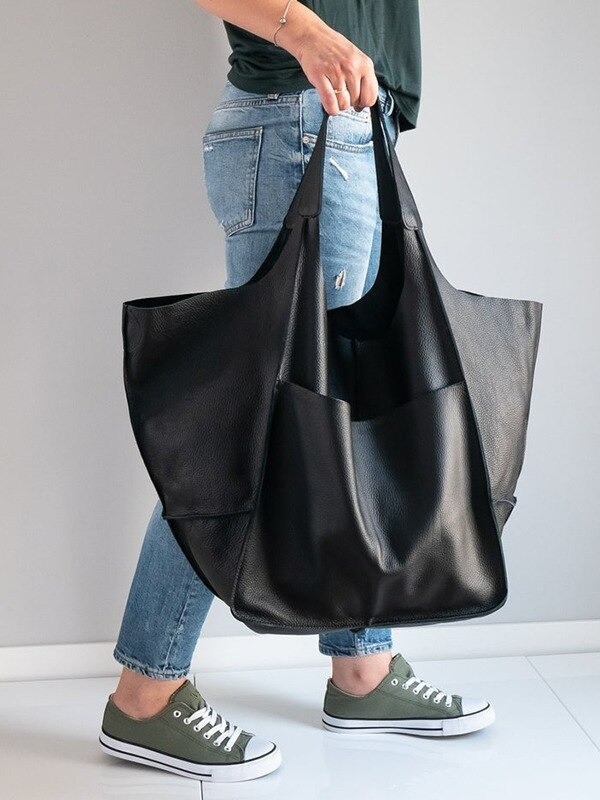Bolso de mano de piel para mujer M1429 negro