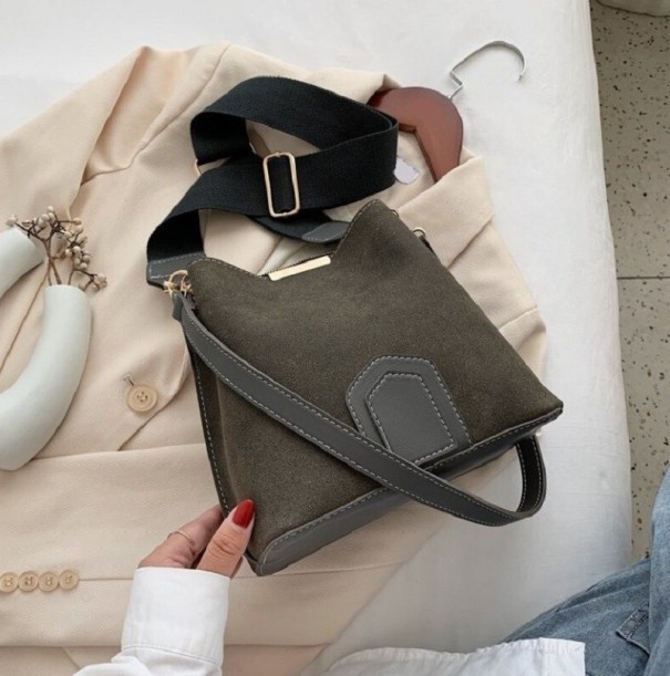 Bolso de mano de piel para mujer M1612 gris oscuro