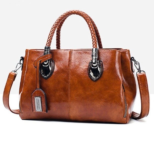 Bolso de mano de piel para mujer M1645 marrón