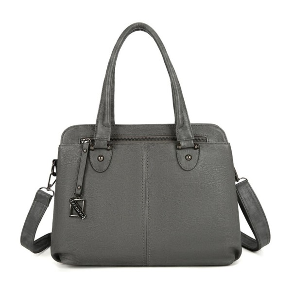 Bolso de mano de piel para mujer M1670 gris oscuro