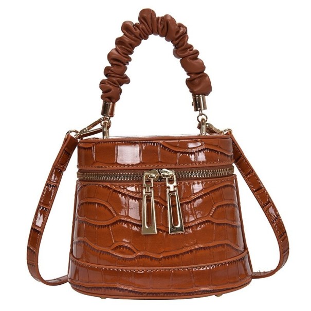 Bolso de mano de piel para mujer M1673 marrón